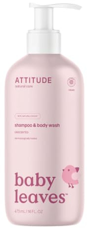 Champú y Gel bebés eco 2 en 1 sin fragancia Attitude 473 ml