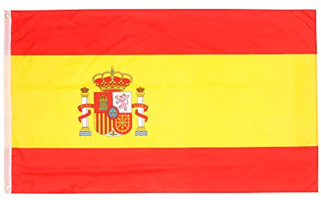 Banderas de aricona – bandera de españa resistente a la intemperie con 2 ojales de metal - bandera nacional española 90 x 150 cm