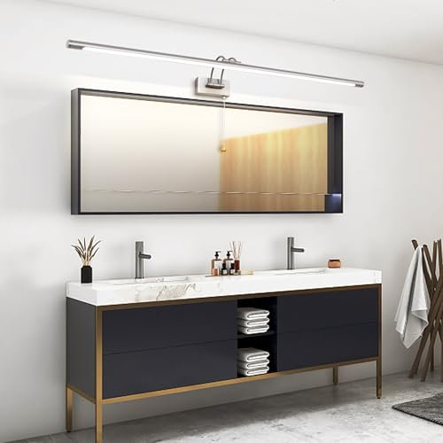 MantoLite LED Lámparas de Pared 16W,Interior Iluminación para cuadros y expositores Con Cabeza de Lámpara Giratoria e Interruptor,Baño Espejo Apliques de Pared 90CM 3000K Luces de Lectura(Níquel)