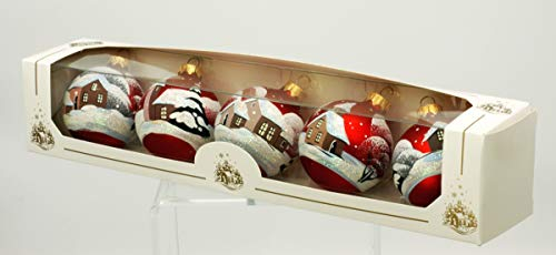 condecoro Christbaumkugel Dorf rot 5er Set handbemalt D6