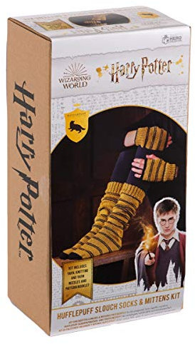 Harry Potter Strickset Strümpfe & Fäustlinge - Hufflepuff Design