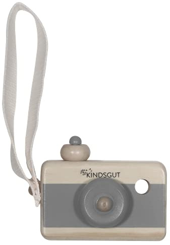Kindsgut Holzkamera, Fotoapparat Holzspielzeug für Kleinkinder, schönes Geschenk in dezenten Farben für Spielspaß, Dunkelgrau