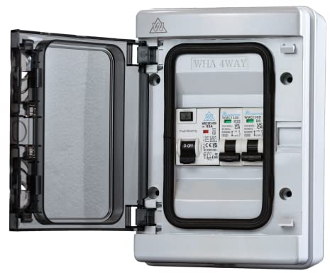 Plastic Garage Caravan Shed Consumer Unit Fuse Board 63A RCD + 2 MCB's 1 x 6A 1 x 16A WPGU04/616