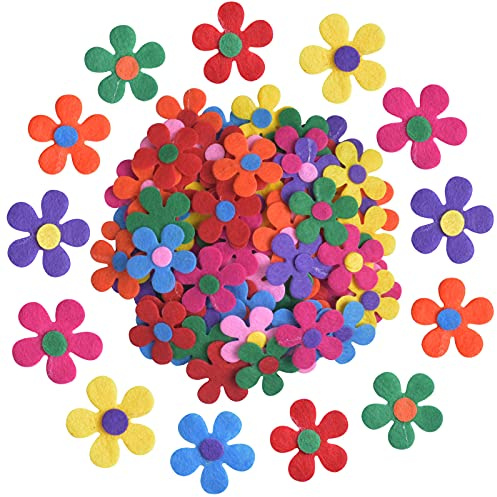 Pinsheng 100 Stück Filz Blumen, Stoff Blumen Verschönerungen zum Basteln und Kunst, Blumen Filz deko für DIY Handwerk