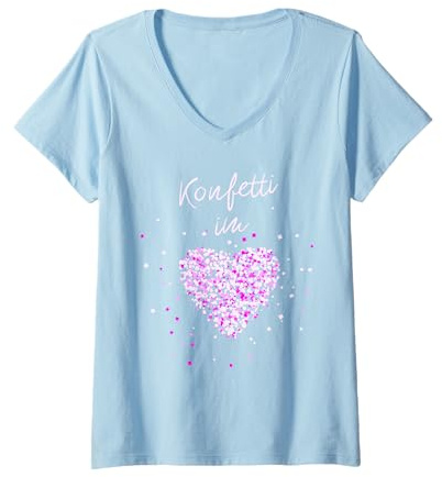 Damen Konfetti im Herzen Köln Kölnerin Fasching Karneval Konfetti T-Shirt mit V-Ausschnitt