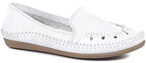 Pavers Womens Leather Slip-On Pumps White Size 6