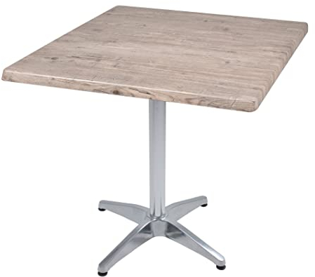 Dynamic24 Bistrotisch Set Washington Pine 80x80cm Tischgestell Alu blank Garten Tisch