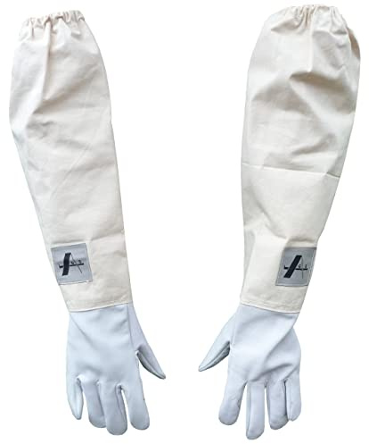 AGS Guantes de apicultor de piel de cabra, guantes de apicultura, guantes de protección de abeja (grande)