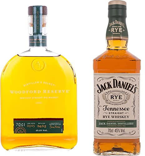 Woodford Reserve Whisky Bourbon RYE, Especiado Dulce, 45,2% Vol. de Alcohol, 700 ml & Jack Daniels Tennessee Rye, 70 cl