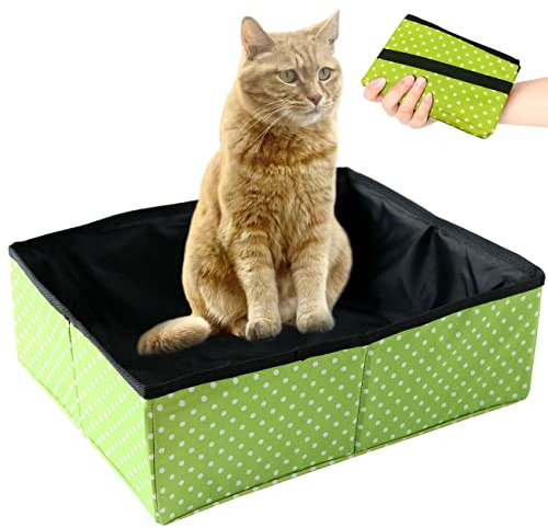 Faltbare Katzentoilette Tragbare Reise Katzenklo Faltbar Katzenklo für Kitten, Haustiere, Wasserdicht, Einfach zu Säubern, Nützlich für Freien, Camping, Heimgebrauch, Grün