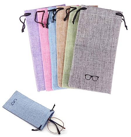 Astuccio Sacchetto per Occhiali, Sacchetti per Occhiali, Astuccio per Occhiali da Sole, Custodia Morbida per Occhiali da Sole Portatile, Borsa Porta Occhiali per Protezione e Conservazione, 6 Pacchi