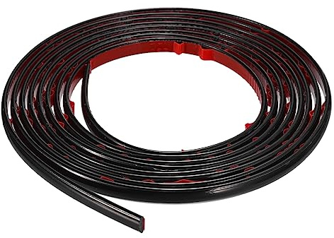 sourcing map Selbstklebend Kantenschutz Leisten - 3Meter x 8mm x 3mm Flexible Zierleisten Sockelleiste Weichsockelleiste für Türen, Fenster, Wände, Küche, Fliesen - Schwarz