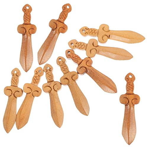 DRESSOOS 10pièces Décoration Bois Sculptée Modèle De Sabre Pour Bureau Accessoires De Fête Artisanaux Décor Compact Pour Maison Et Vitrine