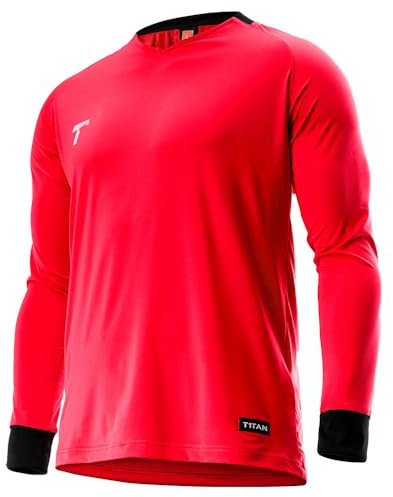 T1TAN Torwarttrikot - Fußballtrikot für Torhüter - Langärmliges Trikot für Herren, Damen und Jugendliche - Farbe rot - Größe M