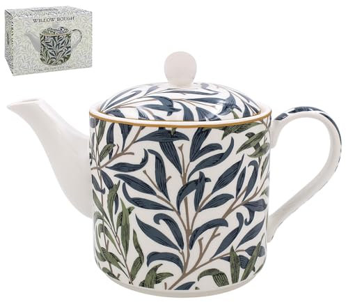 Lesser & Pavey Théière en céramique de conception britannique | Grande théière pour servir des boissons chaudes | Théières pour toutes les tailles familiales – William Morris, branche de saule