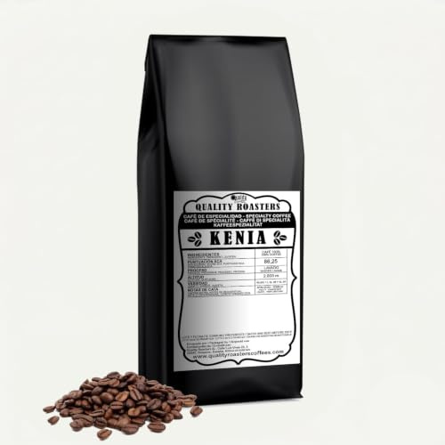 +80 Coffees by Quality Roasters Café de Especialidad Origen Kenia Matunda Nyeri, 100% Arábica, Puntuación SCA: 86, Tostado Artesanalmente, Tueste Medio, Grano Entero (1 Kg)