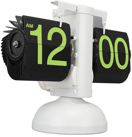 Greensen Orologio a Flip Orologio da Parete Digitale retrò Orologio Pieghevole a Batteria con Base Orologio a Flip Creativo Orologio da Tavolo 12H (Numero Verde Cornice Bianca)