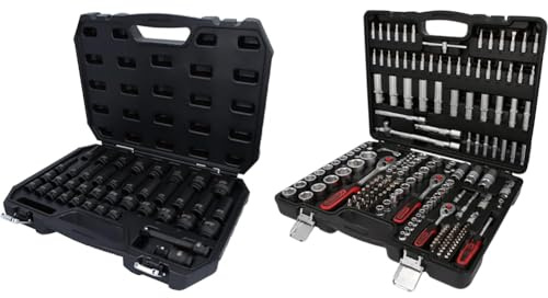 KS Tools 515.0065 1/2 Sechskant-Kraft-Stecknuss-Satz, 40-tlg & 917.0779 1/4+3/8+1/2 Steckschlüssel-Satz, 179-tlg
