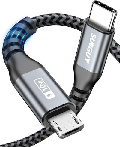 SUNGUY USB-C zu Micro-USB Kabel 1M - Lade- und Datenkabel Kompatibel für Galaxy S7/S5/J3/J5/J7, Kindle, Tablet - Grau