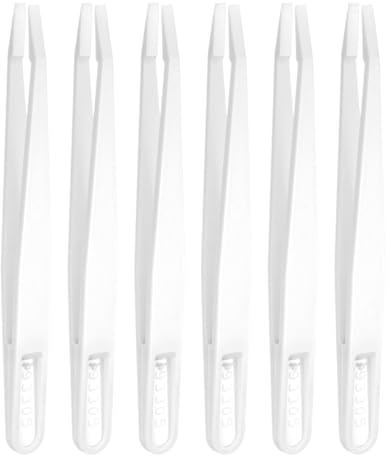 QUARKZMAN 6uds 93305 Precisión Plástico Pinzas Kit 120mm Antiestático | Plana Cabeza Artesanías Pinzas Juego Blanco, para Electrónica Joyería Fabricación Laboratorio Trabajo Bricolaje