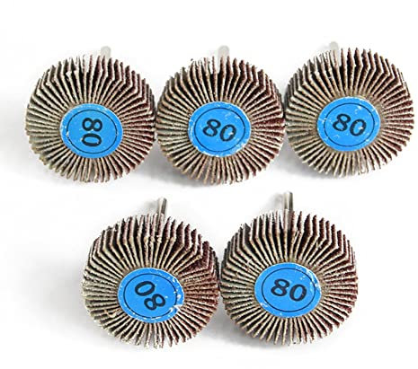 Schleifmittel Flap Wheel Schleifen Polieren, Schleifpapier-Schleiflamellen, Körnung 80, Polierräder, Schleifscheiben-Set, Rollladen-Polierrad for Rotationswerkzeuge, 5-teiliges Set