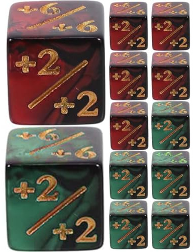 EYVRPAU 12teilige magische Würfel, geladene Würfel, Magic the Gathering-Würfel, Würfelzähler, Magic the Gathering-Zubehör, Kartenspiel-Zubehör, Würfelwürfel, Treuewürfel, kompatibel mit MTG (2 Farben)