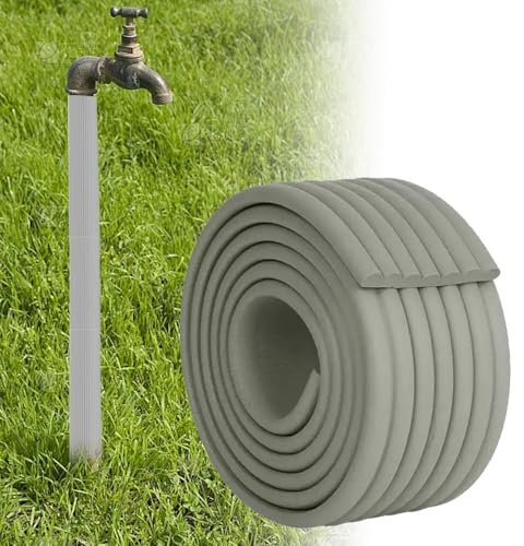 Bandes De Isolation De Tuyau De 2m, Tuyau D'Isolation Thermique Plastique, Ruban D'Isolation pour Tuyaux d'eau D'extérieur Rouleau D'Isolation De Tuyau Autocollantes(Gris)