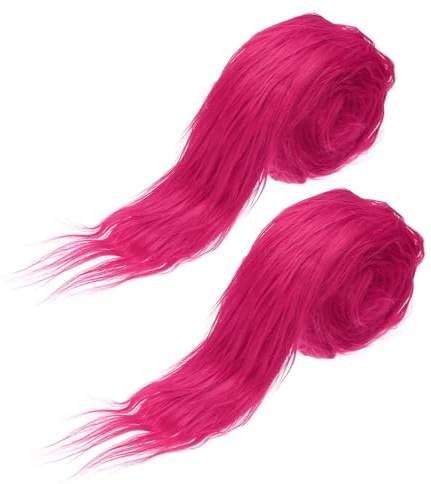 PATIKIL Tiras Precortadas de Tela de Piel Sintética Esponjosa, 2pcs 150 x 5 cm Cinta de Piel Sintética Esponjosa Artificial para Manualidades DIY Navidad Barba de Gnomo, Rojo Rosa