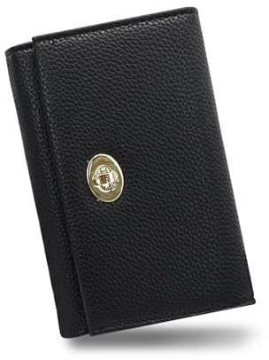 FuninCrea Damen Geldbörsen PU-Leder Portmonee Damen mit Mehreren Kartenschlitzen und ID-Fenstern, Damen Portemonnaie Solide Damen Geldbeutel Stilvoll Damen Portemonnaie Leder (S, Schwarz)