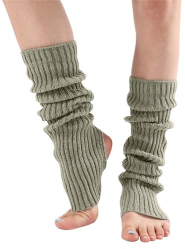 Factorys Damen Mädchen Ballettstulpen mit Fersenloch Gestrickte Tanzen Stulpen Beinwärmer Ballett Yoga Stulpen Legwarmer Armstulpen