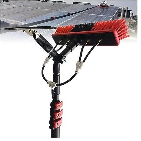 DKXCOSQ Fensterreinigungsstange, Wasserzufuhrstangen-Set, Fensterreinigungsstange, Teleskop-Reinigungsbürste mit Bürstenkopf, Sprühwaschanlage für Solarpanele im Außenbereich (20 Fuß/6 m)