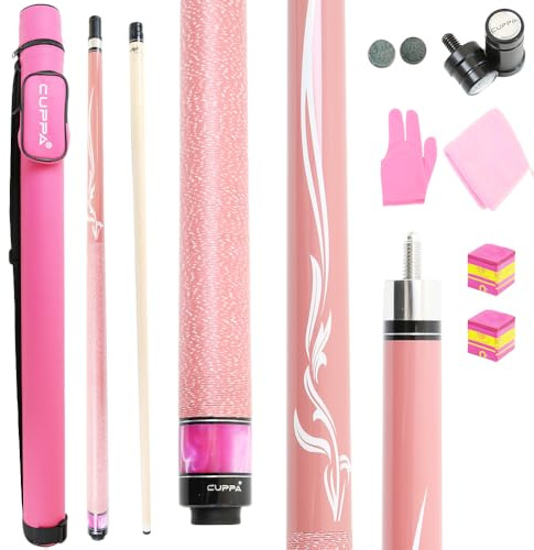 MangoRun Cuppa Pink Pool Cue Stick Maple Shaft, Linen Thread Grip, Lightweight and Stylish Billiard Cue für weibliche Spieler (11,75 mm)