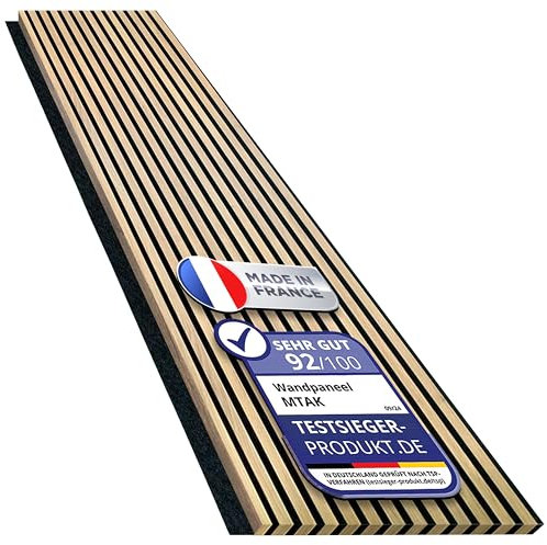 Akustikpaneele MDF Holz 60x270 cm, 21 mm Dicke | 2er Set Akustikplatten | Wandpaneele Holzoptik | Akustikpaneel Wandverkleidung | Moderne Lamellenwand mit Schallabsorption (Nagano-Eiche)