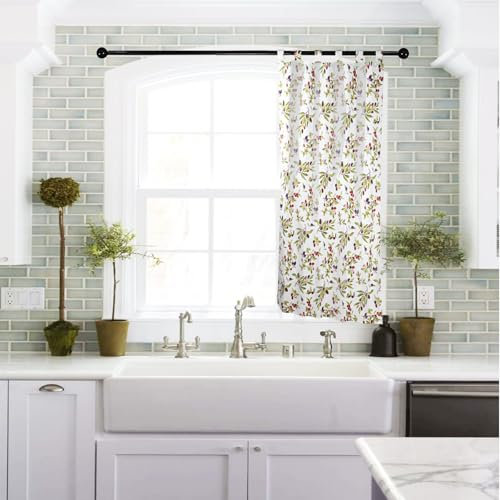 various Cortina Cocina de Estilo Olivos 90 x 145cm,Tela Opaca Máxima Privacidad para Comedor,50% Algodón 50% Poliester 1 Paneles