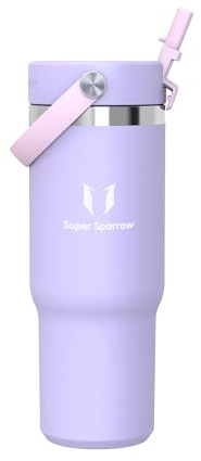 Sparrow Twistpath Vattenflaska Isolerad 900ml - Flaska med Böjligt Sugrörslock - BPA-fri och Läckagesäker Termos - Resemugg som Passar Mugghållare - För Hem, Kontor eller Bil