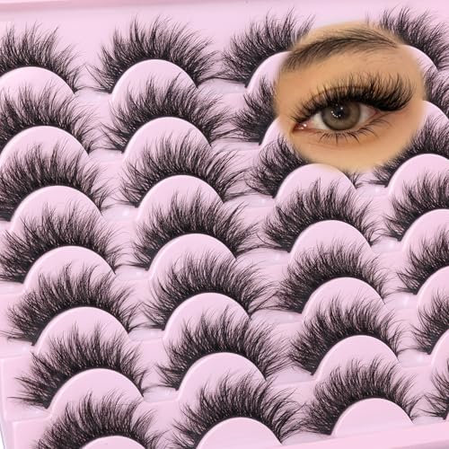 Falsche Wimpern Wispy Wimpern Natürlicher Look 18MM D Curl Falsche Wimpern Natürliche Wimpern Streifen Katzenaugen Wimpern die aussehen wie Extensions Flauschige Streifen Wimpern 14 Paare von Lvmixwig