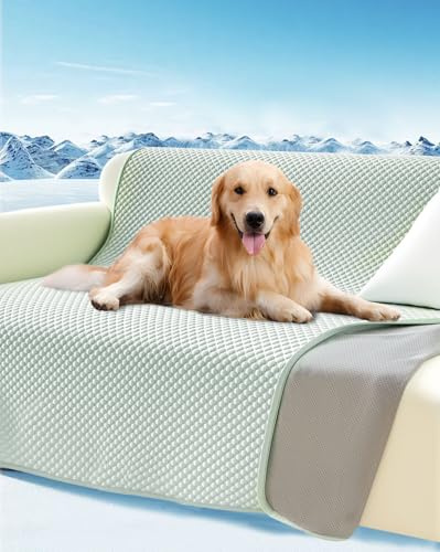 Lekereise kühlmatte Hund Waschbares Hundematte Bett Sommer Haustier Kühlmatte für Sofa Bett Auto (Hellgrün 157x206CM)