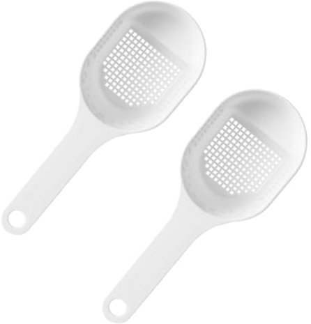Zerodeko Flour Sifter Spoons with Frosted Surface White 2 Pcs Plastic for Even Powder Sprinkling and Draining Food, Practical Kitchen Utensils for Baking and Cooking