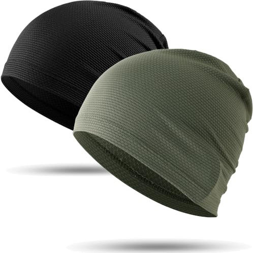 WTACTFUL 2pcs Cooling Skull Cap for Men Women Lightweight Breathable 3D Mesh Beanie Hat, Thin Quick Dry Running Cap for Cycling Motorcycle Helmet Hard Hat Liner Summer