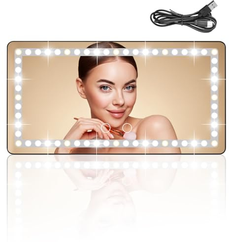 Espejo cosmético para coche, espejo LED con 3 modos de luz, espejo de maquillaje para coches, espejo recargable resistente a los arañazos, espejo de maquillaje portátil, luces para coches