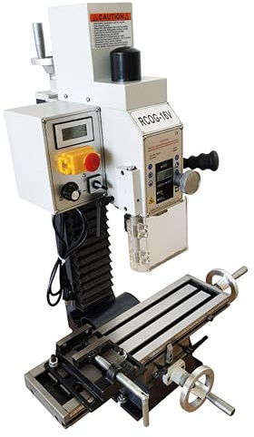 IntXanth Mini Drilling and Milling Lathe Machine Benchtop for Metal Wood Working with Metric Scale Adjustable Speed MT2 Spindle Taper Emergency Stop Switch 600W