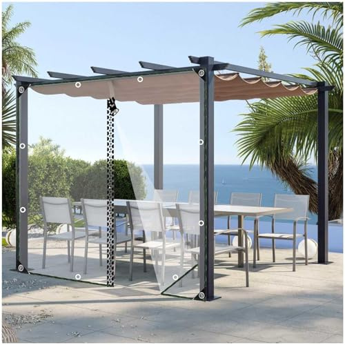 Transparente PVC-Plane für den Außenbereich, wasserdichte Pavillon-Seitenteile mit Reißverschluss, 0,m, strapazierfähige Plane mit Ösen, ideal für Pergola/Garage - 2,5 x (2,5 x 3 m)