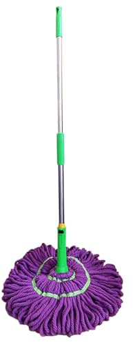 Scopa pulitore a pavimento centrifuga facile con manico lungo 115 cm con frange in microfibra scopa robusta per legno duro, piastrelle, marmo, laminato casa, ufficio, cucina