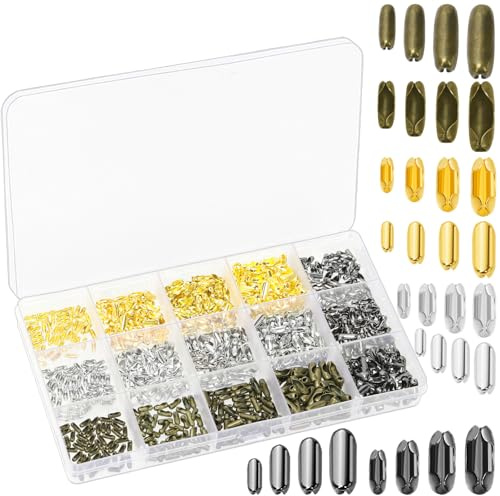 Keadic 800Pcs Ball Chain Connectors, 4 Colors Roller Blind Chain Connector 4 Sizes Beaded Ball Cord End Clasps Connectors for Bag Purse Handbag Strap, 1.5mm 2.0mm 2.4mm 3.2mm