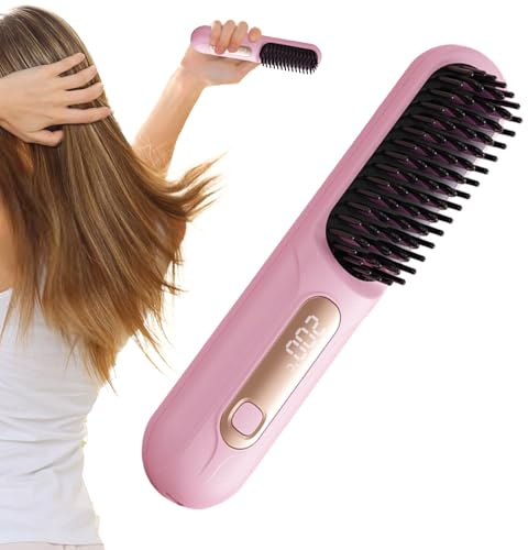 Plancha Para El Cabello,Mini Plancha Para El Pelo Con 3 Temperaturas Y LED | Peine Estilizador De Viaje | Para Viaje Hogar Estilizado Rizado Mujeres Niñas Fiesta Negocios Exterior