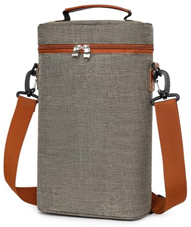 Generisk isolerad vinkylväska – flaskvinbärväska, vin 2 flaskor, kylväska bärbar, läckagesäker vinbärare, med handtag för resor och | Multisyfte Outdoor Indoor Utility, grå, se beskrivning, Se
