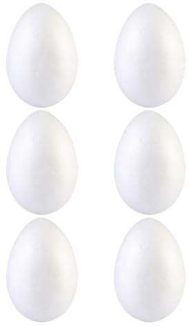 Hohopeti 6 Stück Selbstgemacht Styroporeier 15cm Weiß für Ostern Basteln Kinderhandwerk Ostereier Deko