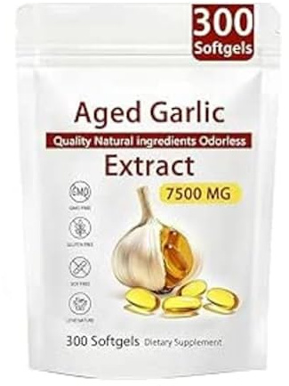 Aged Garlic Extract - 7500mg Odorless Organic Garlic Extract,All-Natural,Gluten-Free - 300pcs/pack (1 pcs)