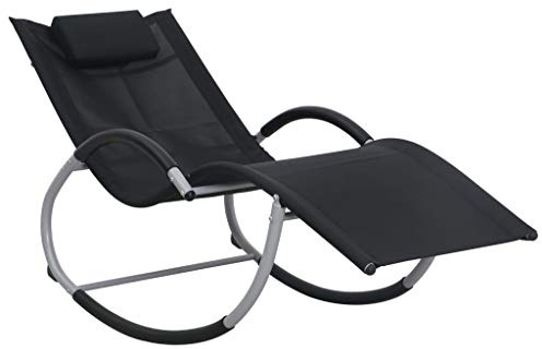 THOYTOUI 1-TLG. Set Markante Sonnenliege Schwarz Grau - Sonnenliege mit Schaukeldesign & Kissen für Gemütliche Sommerabende im Garten