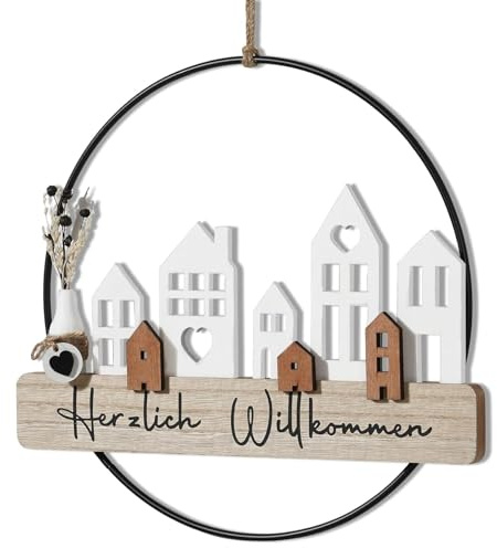 Mailfull Fensterdeko Hängend Türkranz aus Metall Wanddeko Homedeko für Türdeko Haustür Dekokranz ganzjährig für Geschenkideen Garten und Wohnzimmer (28cm)